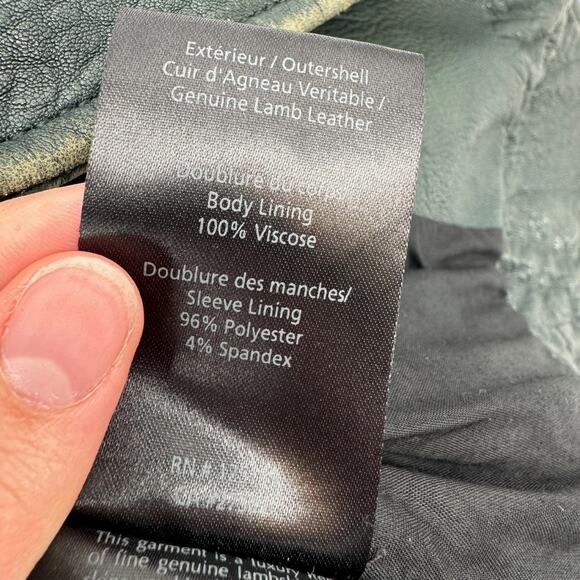 Mackage Leather Jacket Moto Black Pebble Cropped Genuine Sleevs Biker Lamb XS - Picture 12 of 13